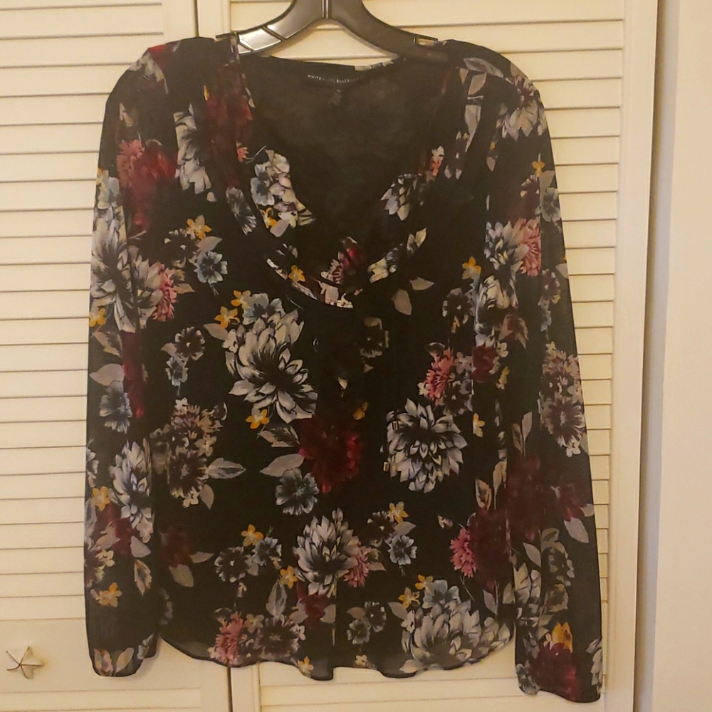 WHBM Black Floral blouse